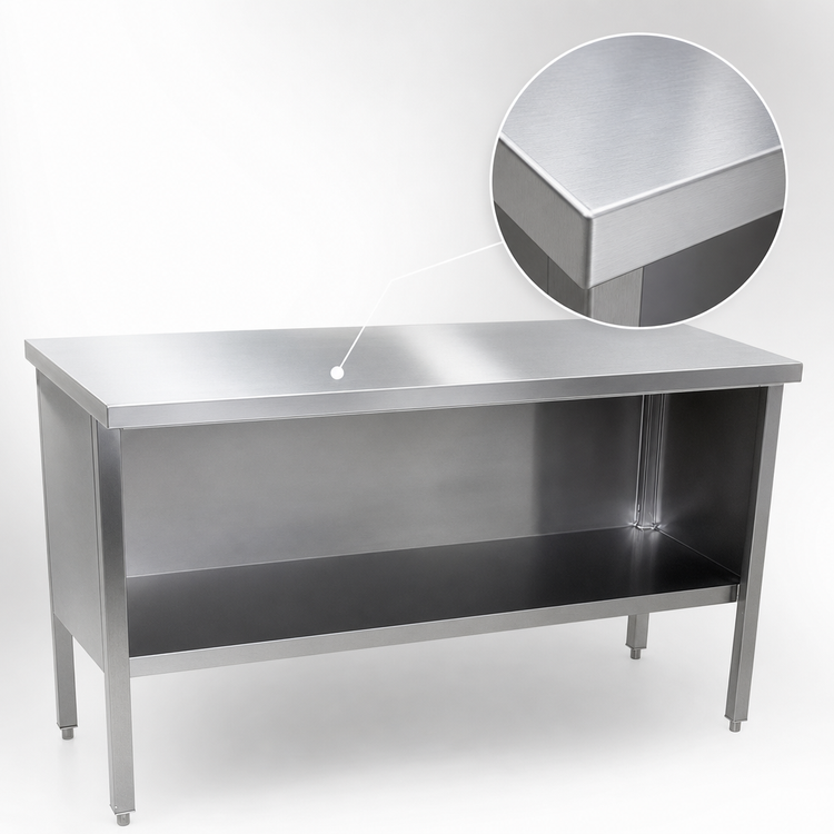 Product image #4 for John Boos Open Front Cabinet Base Stainless Steel Work Table, 144 x 24 Inches, 14-Gauge Flat Top