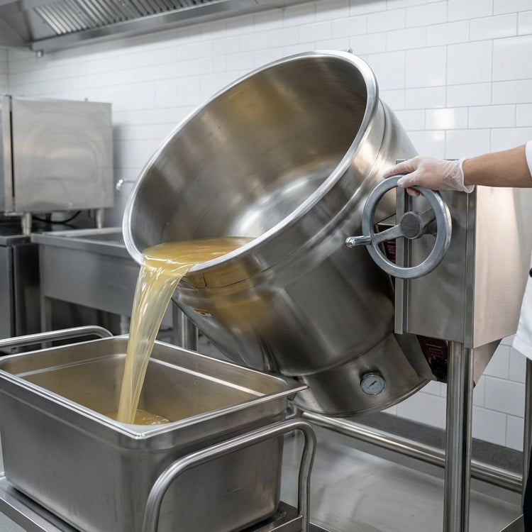 Product image #3 for Crown ELT-40F 40 Gallon Electric Full Jacket Tilting Steam Kettle with Tri-Leg Base
