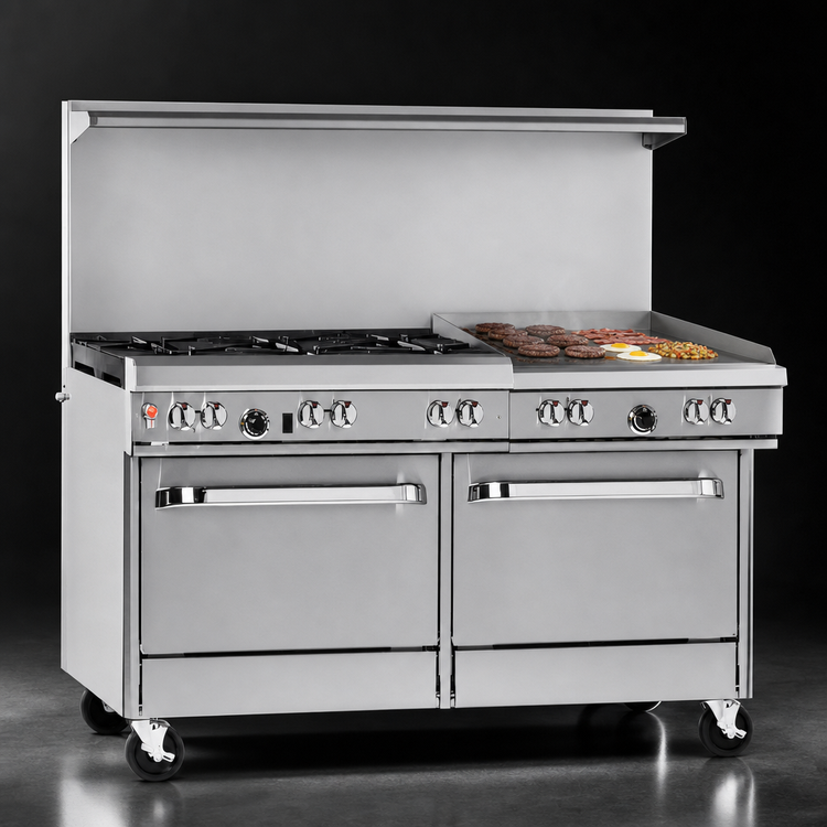 Product image #4 for Southbend Ultimate 60-Inch Gas Restaurant Range with 6 Star Burners, 24-Inch Griddle, Standard Oven, and Cabinet Base