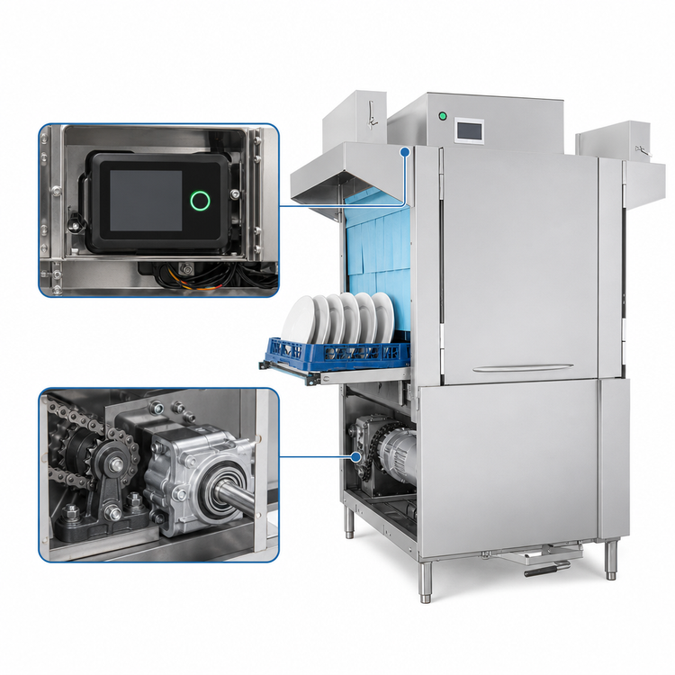 Product image #4 for Champion 44 PRO High Temperature Electric Rack Conveyor Dishwasher, 209 Racks/Hour, 20-Inch Clearance