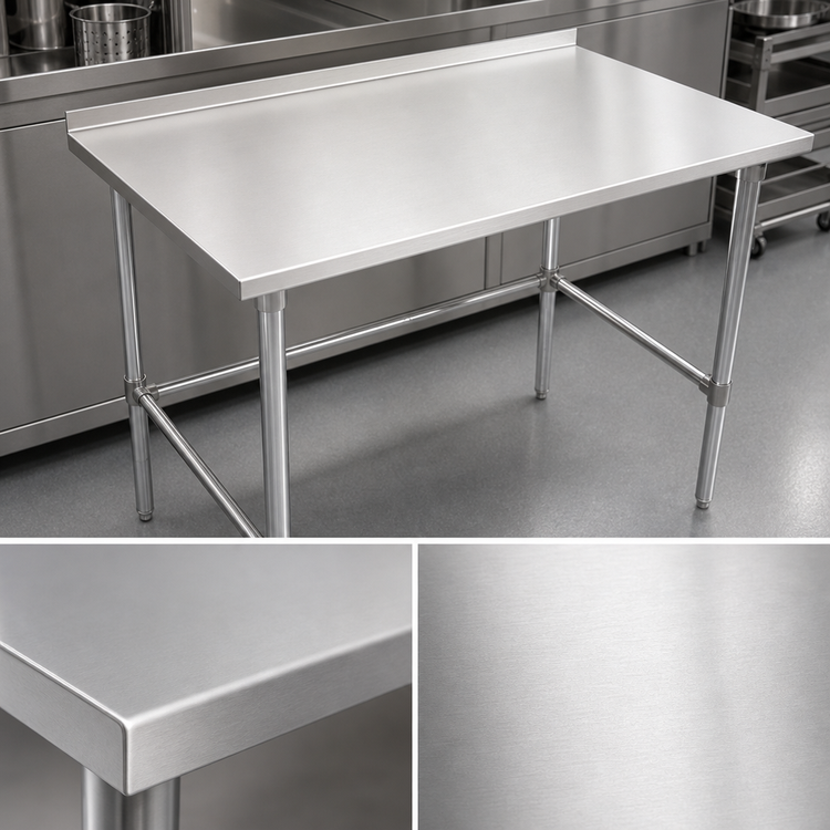 Product image #4 for John Boos Stallion 84-Inch x 24-Inch Stainless Steel Work Table with Rear Backsplash and Safety Edge