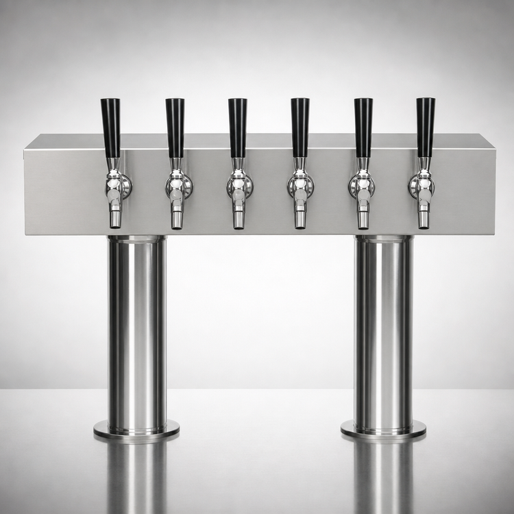 Product image #4 for Pro-Line Direct Draw Double Pedestal Conversion Tower, 24-Inch Box, 2-Column, 6-Faucet, Air-Cooled Stainless Steel