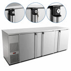 Thumbnail image #4 for Micro Matic USA Pro-Line MBB94S-E Three-Section Refrigerated Back Bar Cooler, 95.5 in Wide, Solid Doors, Stainless Steel