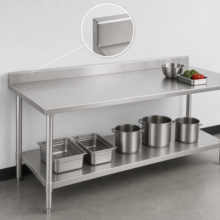 Product image #4 for Spec-Master 84-Inch x 36-Inch Stainless Steel Work Table with 4-1/2-Inch Backsplash and Undershelf
