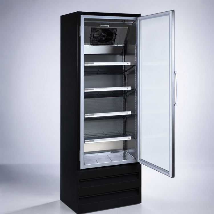 Product image #4 for Howard-McCray 19 Cu. Ft. One-Section Black Bottom-Mount Self-Contained Hinged Glass Door Freezer Merchandiser