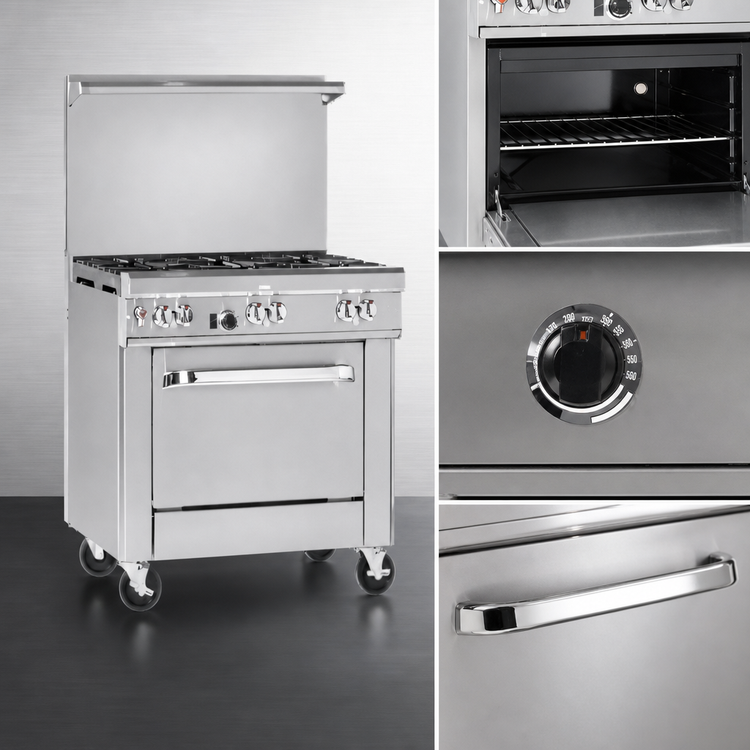 Product image #4 for Ultimate 36-Inch Commercial Gas Restaurant Range with Standard Oven and 6 Open Burners