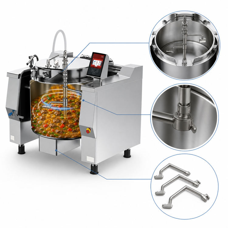 Product image #4 for Cucimix UCBTG048AV1 48 Gallon Gas Tilting Skillet Pressure Braising Pan with Mixer