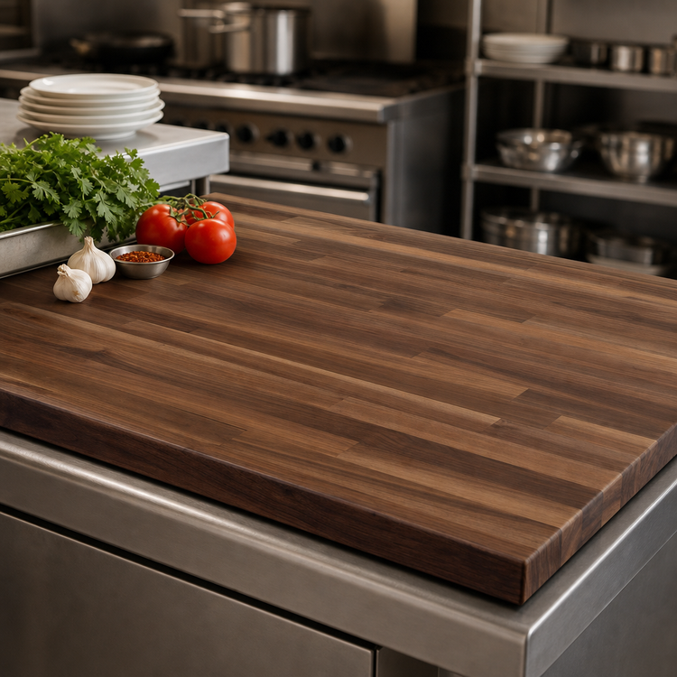 Product image #4 for American Black Walnut Blended-Rail Edge Grain Kitchen Countertop, 96-Inch x 32-Inch x 1-1/2-Inch Thick, Penetrating Oil Finish