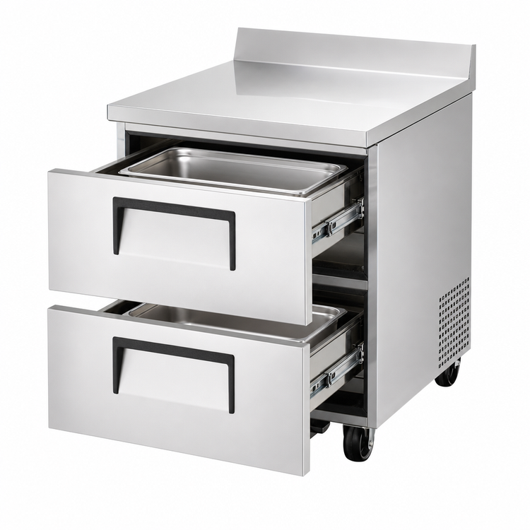 Product image #4 for True 27-Inch 1-Section 2-Drawer Worktop Refrigerator, Rear-Mounted Self-Contained, Stainless Steel
