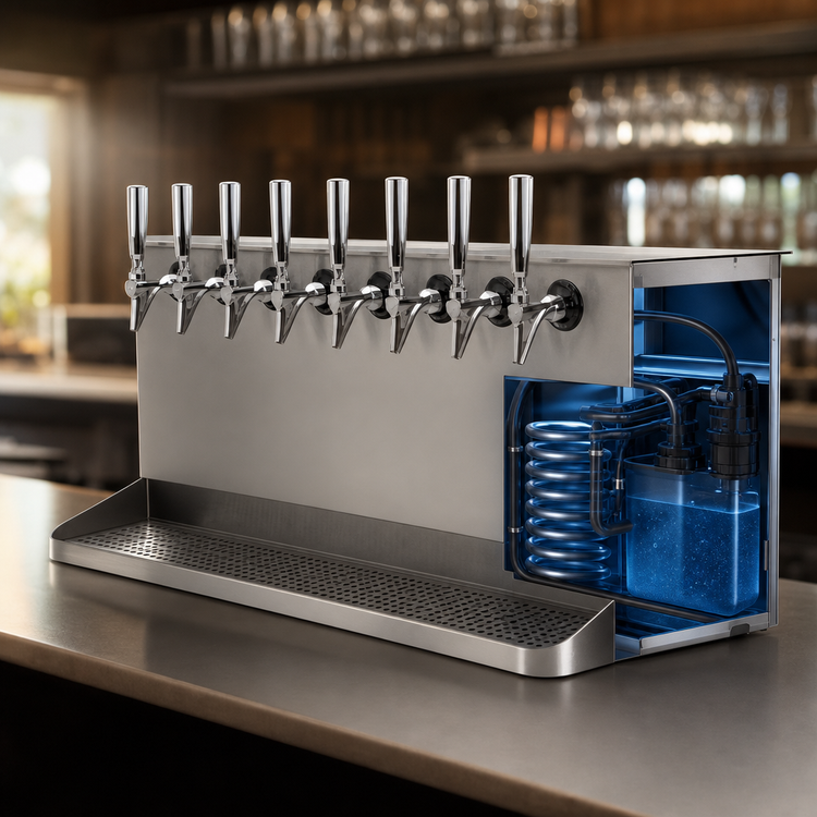 Product image #4 for Micro Matic 8-Faucet Underbar Glycol-Cooled Draft Beer Dispenser with Integrated Drip Tray