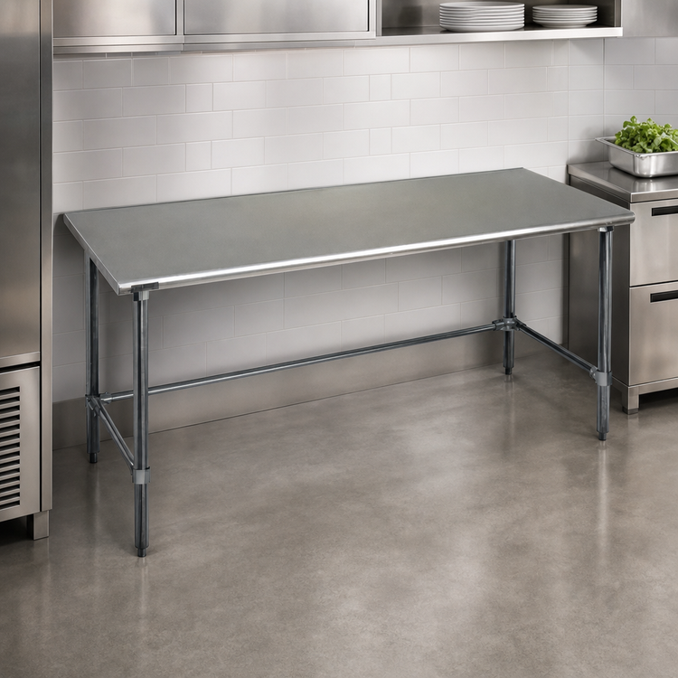 Product image #4 for BlendPort® Budget Series 84-Inch x 30-Inch 430 Stainless Steel Work Table with Galvanized Open Base