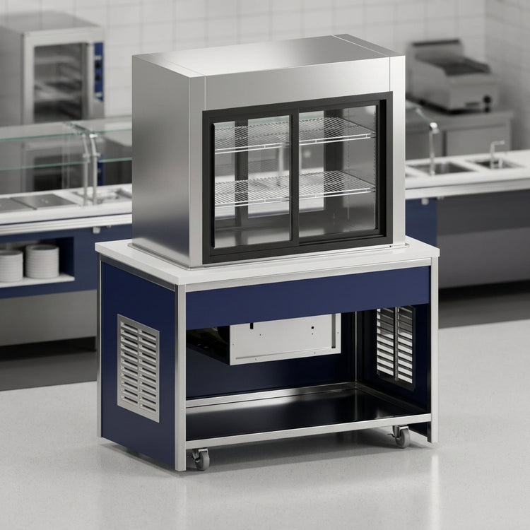 Product image #3 for Atlas Metal INFPT-4 Mobile Cold Food Pass-Through Unit with Refrigerated Display