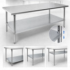 Thumbnail image #4 for Advance Tabco AG-3612 144 x 36-Inch Flat-Top Work Table, 16-Gauge 430 Stainless Steel, Adjustable Galvanized Undershelf