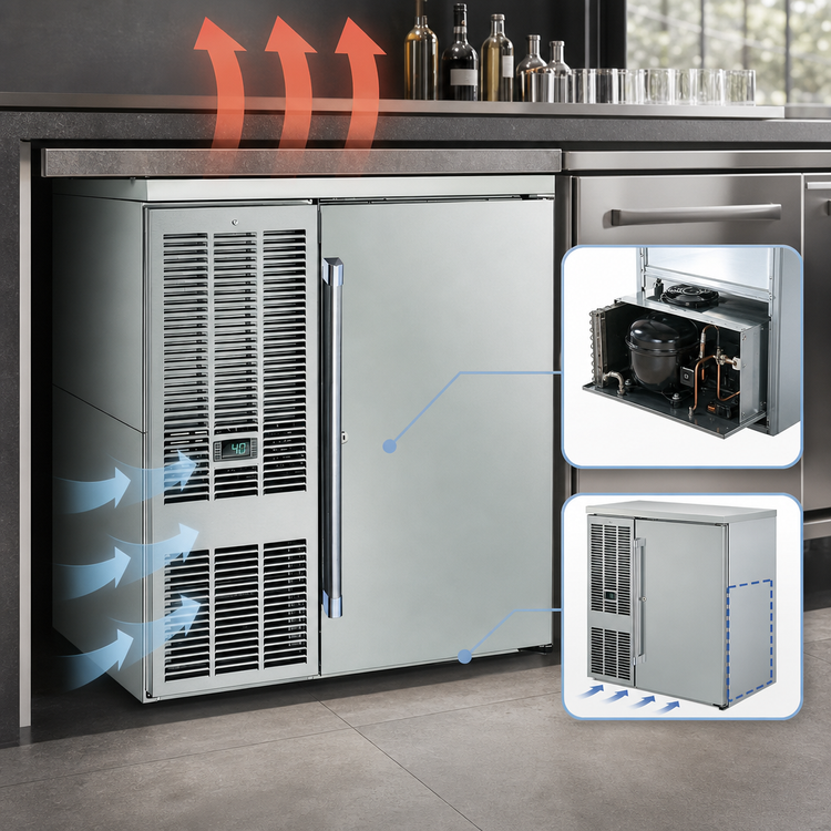 Product image #5 for Perlick BBSN32 1-Door Narrow Back Bar Refrigerator Cabinet, 6.0 Cu. Ft., Self-Contained