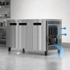 Thumbnail image #5 for Koolmore KM-UCR-3DSS 72-Inch Three-Section Undercounter Reach-In Refrigerator with Solid Stainless Steel Doors
