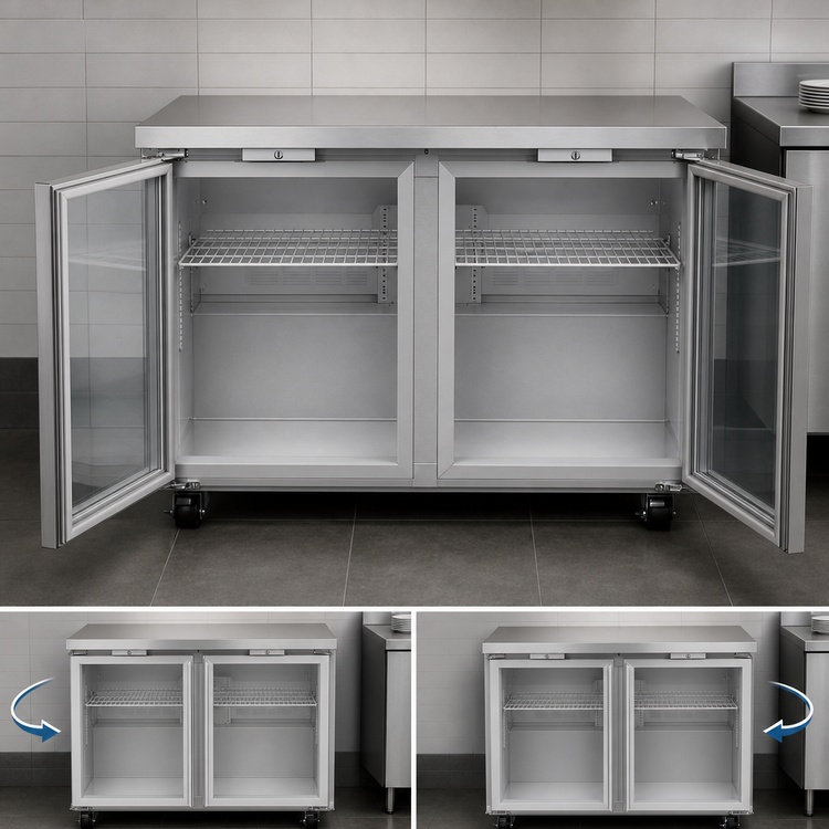 Product image #4 for Hoshizaki Steelheart 48-Inch 2-Section Undercounter Reach-In Refrigerator with Glass Doors