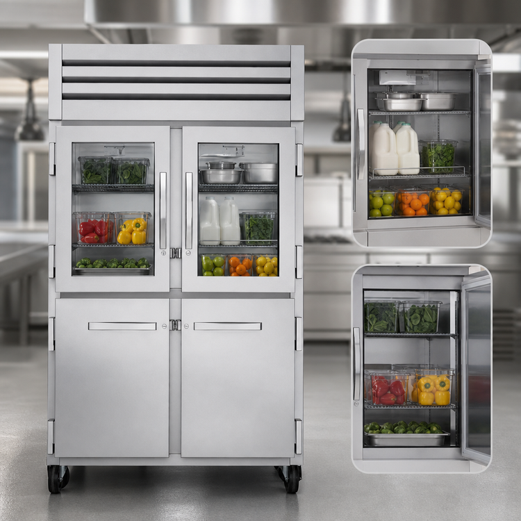 Product image #4 for True SPEC SERIES 2-Section Pass-Thru Refrigerator with Glass & Stainless Steel Half Doors