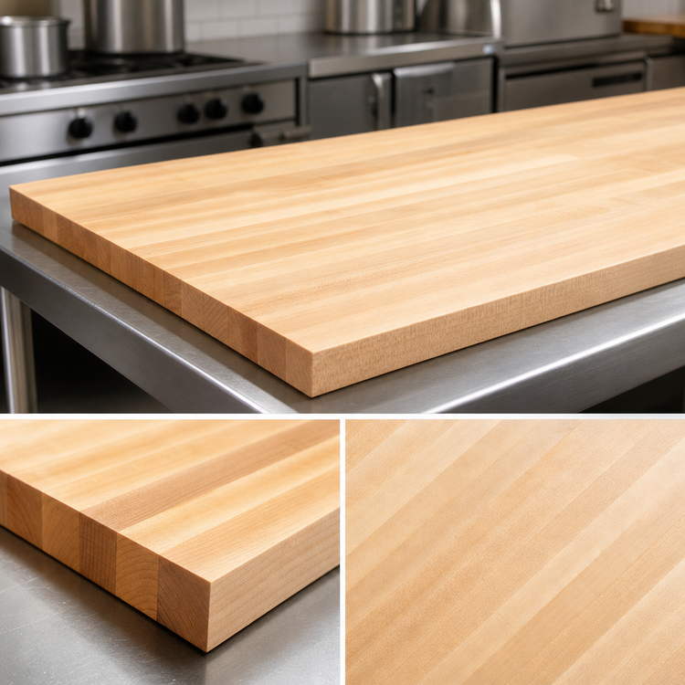 Product image #4 for John Boos Boos Block 144-Inch x 25-Inch x 1-1/2-Inch Edge Grain Northern Hard Rock Maple Kitchen Countertop, Varnique Finish