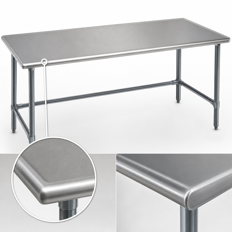 Product image #4 for Eagle Group Spec-Master 144"W x 48"D Stainless Steel Work Table with Galvanized Tubular Base