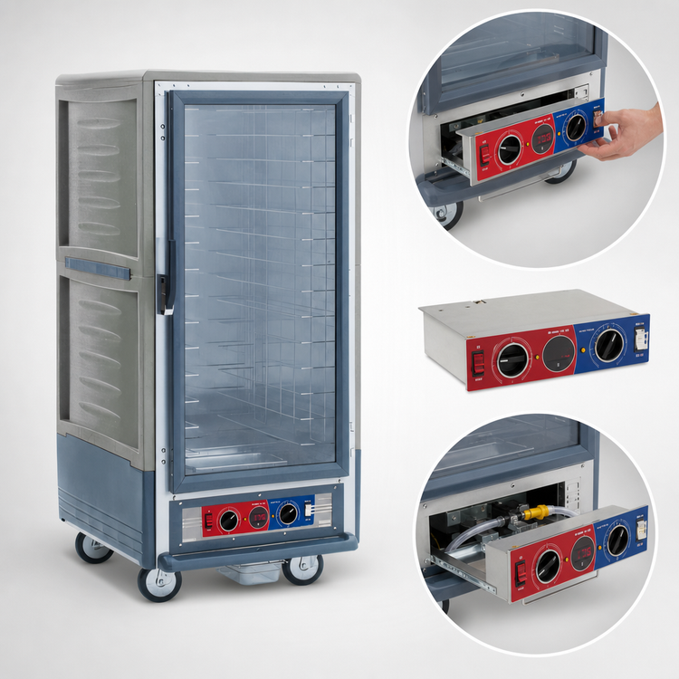 Product image #4 for Metro C5 3/4 Height Combination Heated Holding & Proofing Cabinet with Gray Insulation Armour, Clear Door, and Fixed Wire Slides