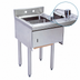 Thumbnail image #4 for BK Resources Slimline Underbar Dump Sink with Splash Mount Faucet, Soap Dispenser, Towel Dispenser and Basket Drain, 15-1/2 Inch Wide, 1 Compartment