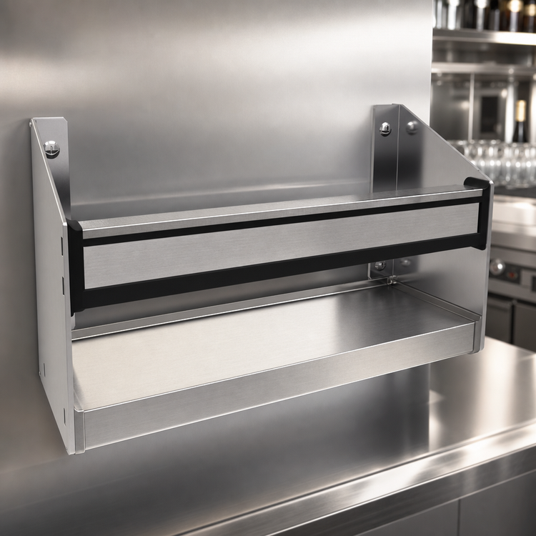 Product image #4 for Glastender 18-Inch Single Stainless Steel Speed Rail with Open Step-and-Rail Design