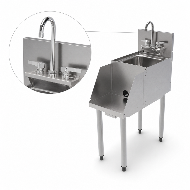 Product image #5 for Perlick TSF Series 12-Inch x 24-Inch Freestanding Underbar Blender Station with Sink and 6-Inch Backsplash