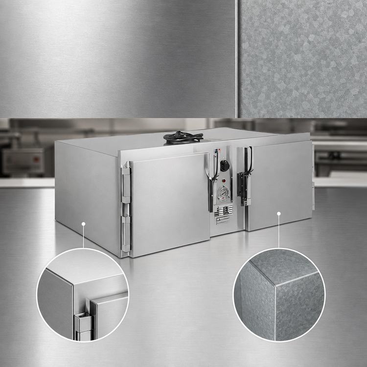 Product image #4 for Atlas Metal HB-3 Undercounter Slide-In Heated Base with 4 Full-Size Pan Capacity