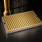 Thumbnail image #4 for Micro Matic USA DP-820DSSPVD-12 Surface-Mount Drip Tray Trough, 12 x 8 Inches, Stainless Steel with Perforated PVD Brass Screen