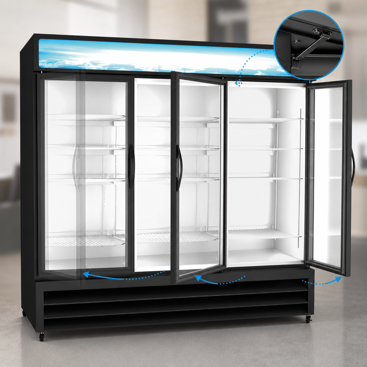 Product image #4 for Kelvinator Commercial 81-Inch Three-Section Glass Door Merchandiser Refrigerator, 72 Cu. Ft., Bottom-Mount