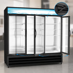 Thumbnail image #4 for Kelvinator Commercial KCHGM72R Three-Section Glass Door Merchandiser Refrigerator, 72 Cu. Ft., Bottom-Mount