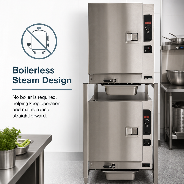 Product image #4 for Cleveland Range SteamChef 22CCT66 Double-Stack Connectionless Electric Convection Steamer with Equipment Stand