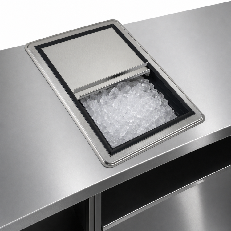 Product image #4 for Krowne Medium Drop-In Ice Bin with Sliding Cover, 50 lb Capacity, Stainless Steel, Without Cold Plate