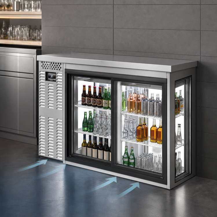 Product image #4 for Continental Refrigerator BB50NSSSGDPT 50" Pass-Thru Refrigerated Back Bar Cooler with Sliding Glass Doors