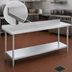 Thumbnail image #4 for Duke 144-Inch x 36-Inch Stainless Steel Work Table with 1-1/8-Inch Riser and Galvanized Undershelf