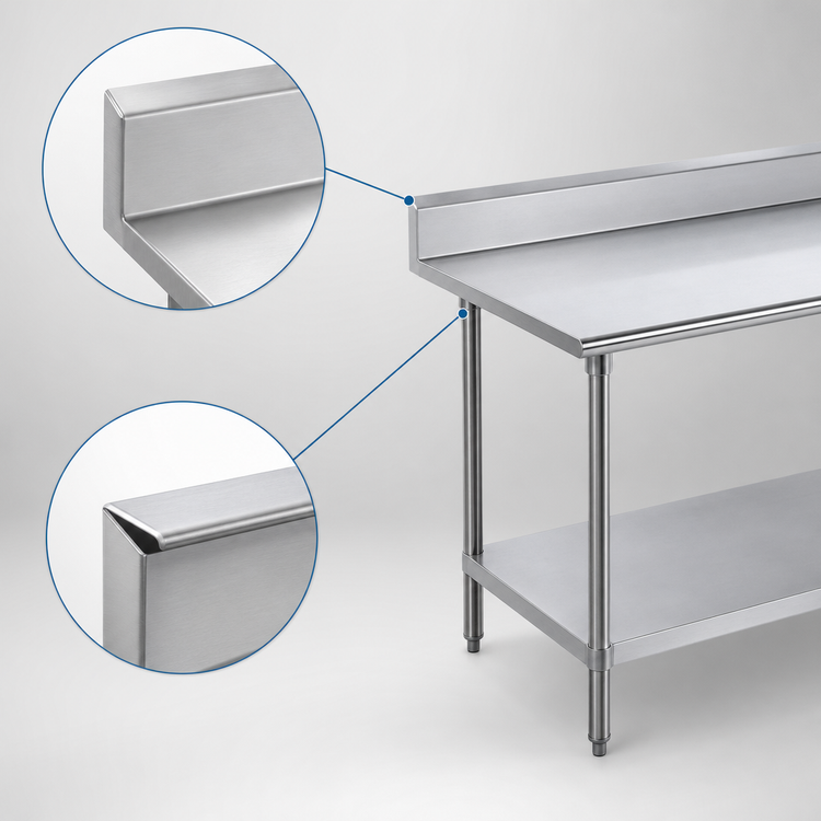 Product image #4 for Advance Tabco Stainless Steel Work Table with 5-Inch Backsplash and Adjustable Undershelf, 144 x 30 Inches