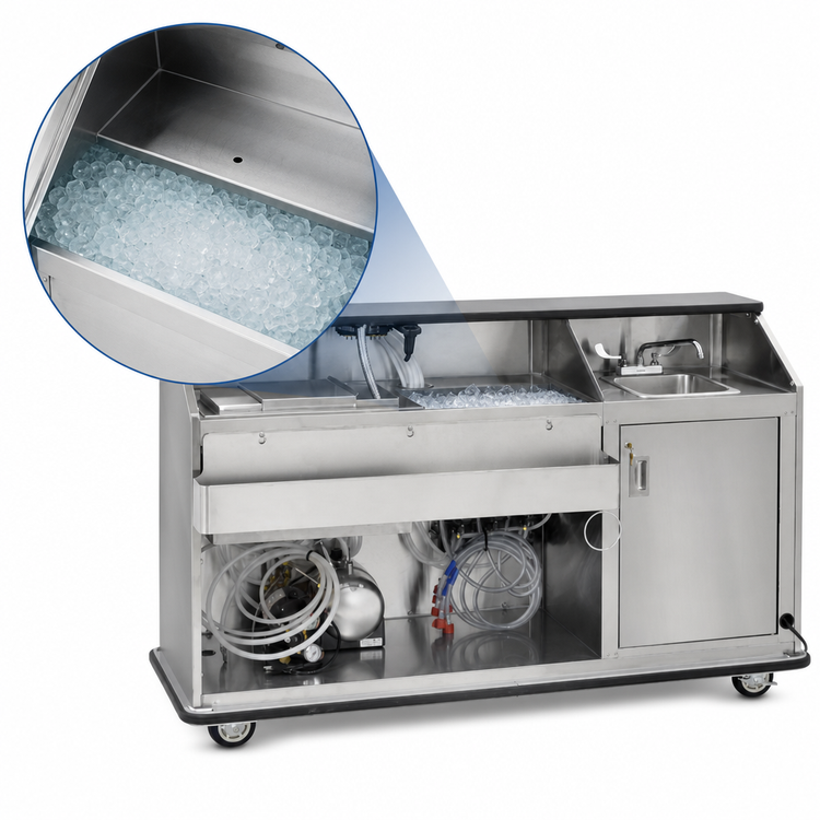 Product image #3 for 72-Inch Portable Pre-Mix/Post-Mix Bar with Hand Sink and Ice Bin