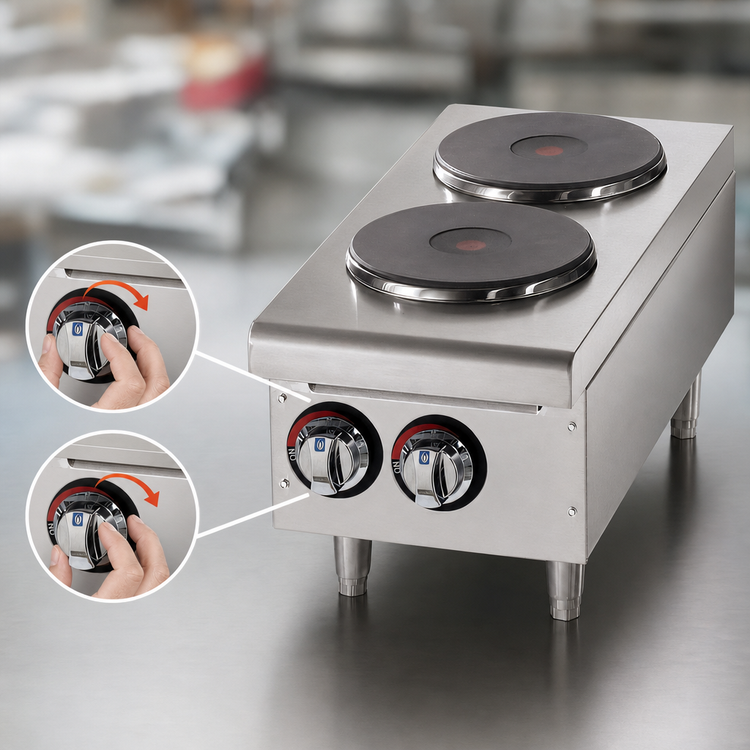 Product image #4 for Star-Max 12-Inch Countertop Electric Hot Plate with Solid Cast Iron French Top, 2 Burners