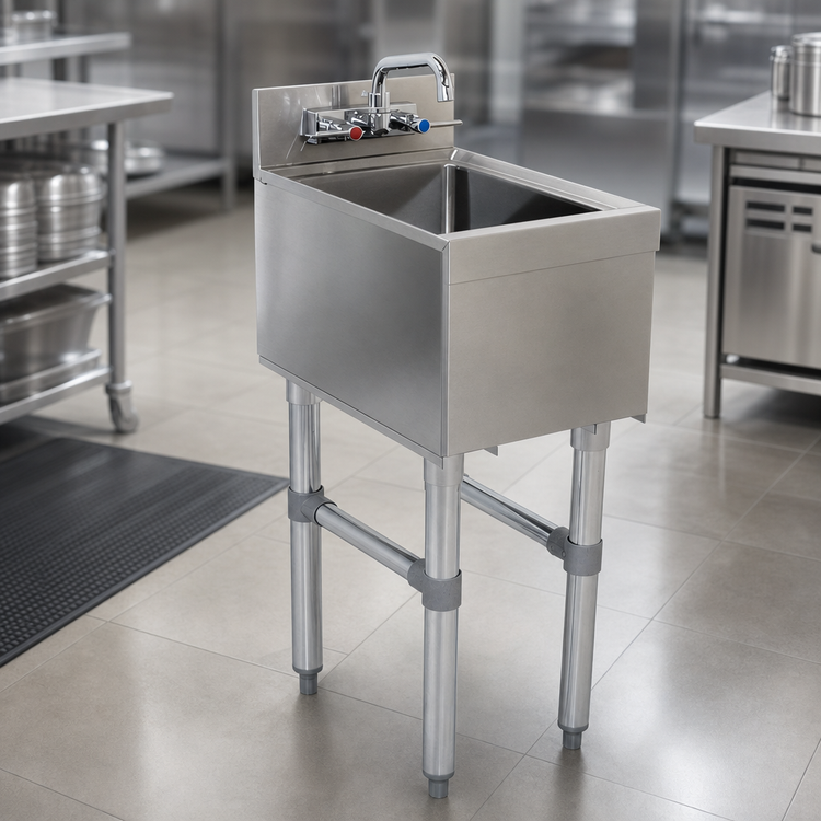 Product image #4 for Advance Tabco Underbar Basics Free-Standing Stainless Steel Underbar Hand Sink with Splash Mount Faucet