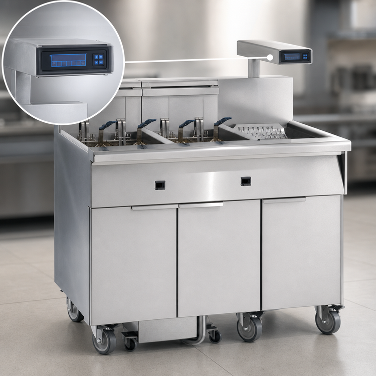 Product image #4 for Imperial Electric Floor Fryer with 4 Tanks, 50 lb Each, Computer Controls, and Built-In Filter System