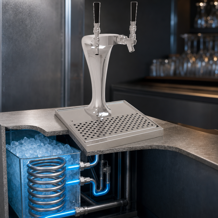 Product image #4 for Glastender Cobra 2-Faucet Countertop Glycol-Cooled Draft Dispensing Tower, Polished Chrome Finish