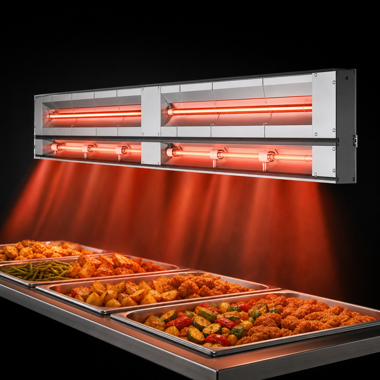 Product image #4 for Hatco Glo-Ray Lighted Dual Infrared Strip Heater, 60 Inch, 6 Inch Spacer, Aluminum