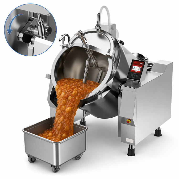 Product image #4 for Cucimix UCBTE082AV1 82 Gallon Electric Tilting Pressure Braising Pan with Mixer