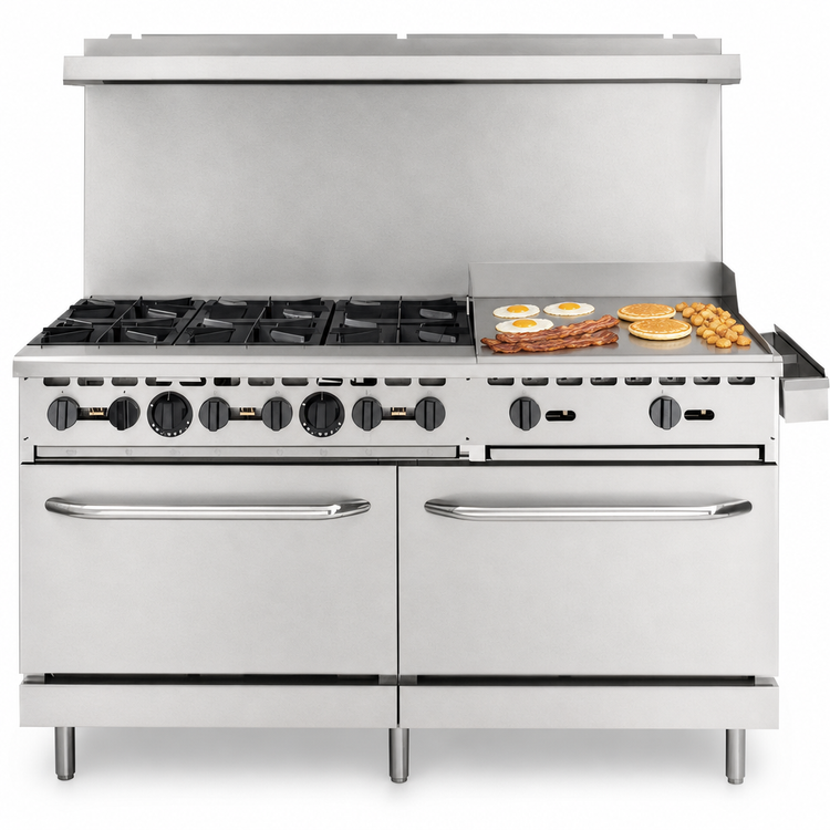 Product image #5 for Wolf Quick Ship WX Series 60-Inch Propane Gas Restaurant Range with 6 Open Burners, 24-Inch Griddle and 2 Standard Ovens
