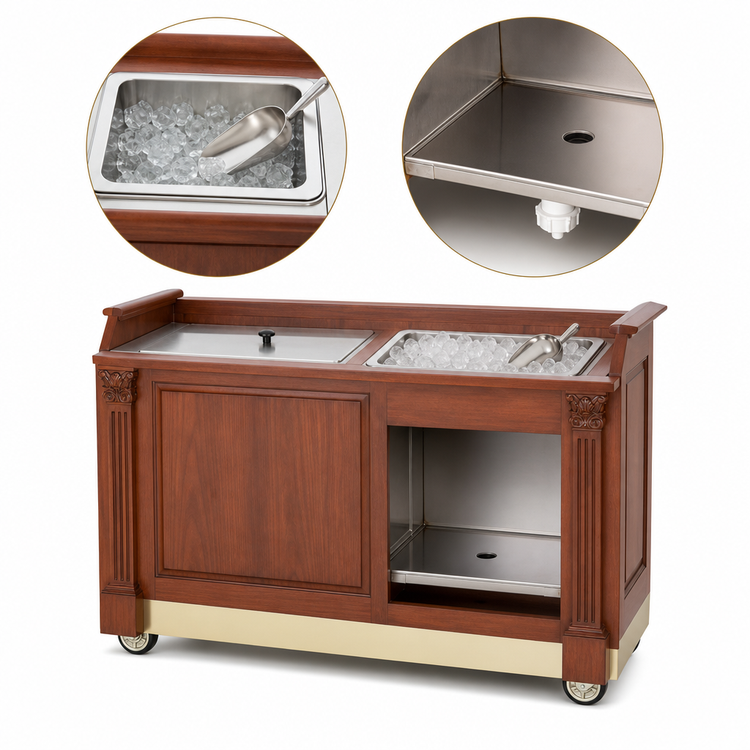 Product image #5 for Architectural Series Mahogany Wood Portable Bar with 60 lb Ice Bin and Underbar Server