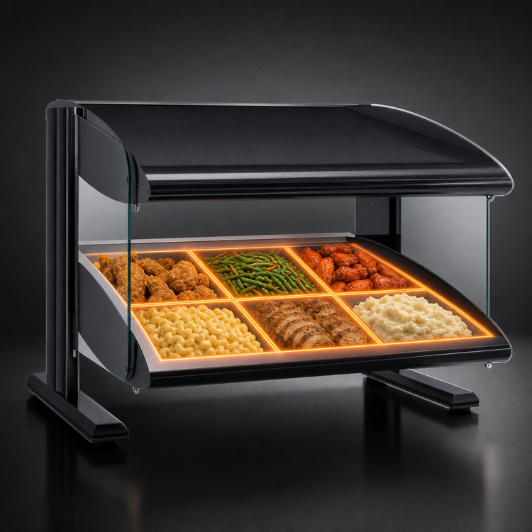 Product image #4 for Hatco Spot On Slant Countertop Heated Zone Merchandiser Warmer, 60-Inch, Single Shelf, 6-Zone