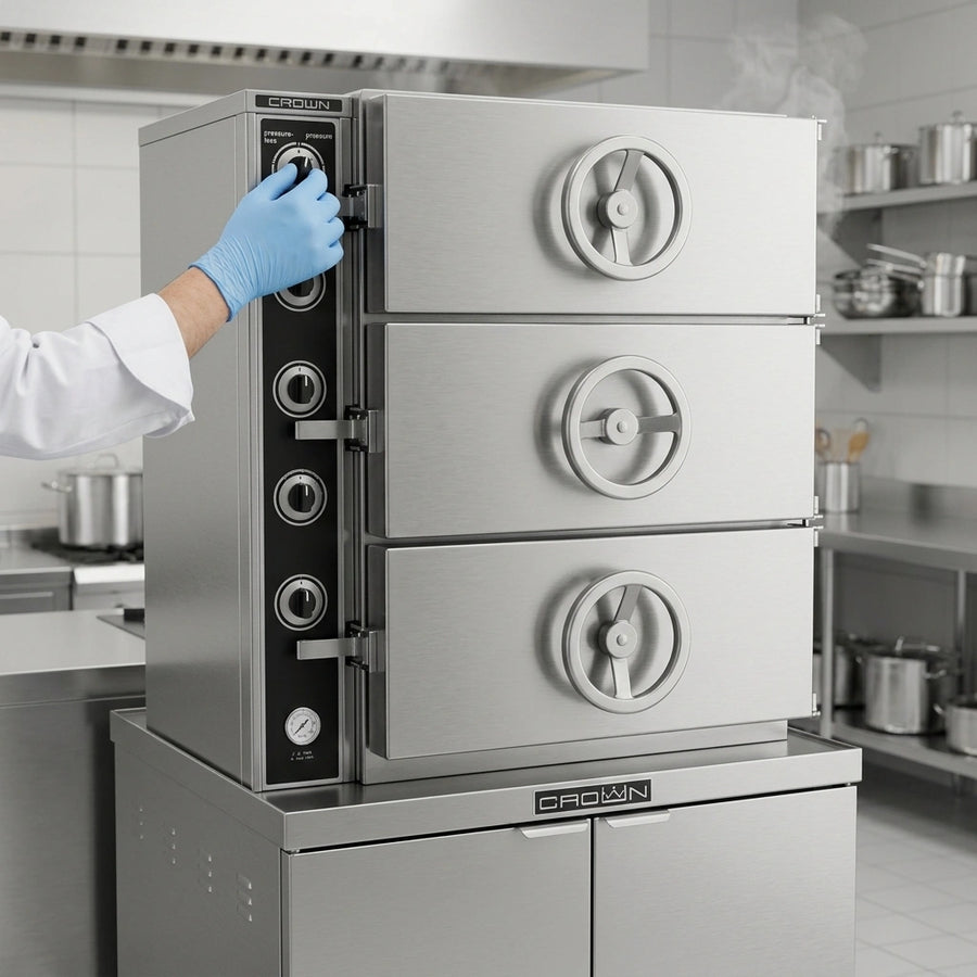 Effortlessly switch between pressure and pressure-less cooking with the versatile dual mode top compartment of this powerful steamer.