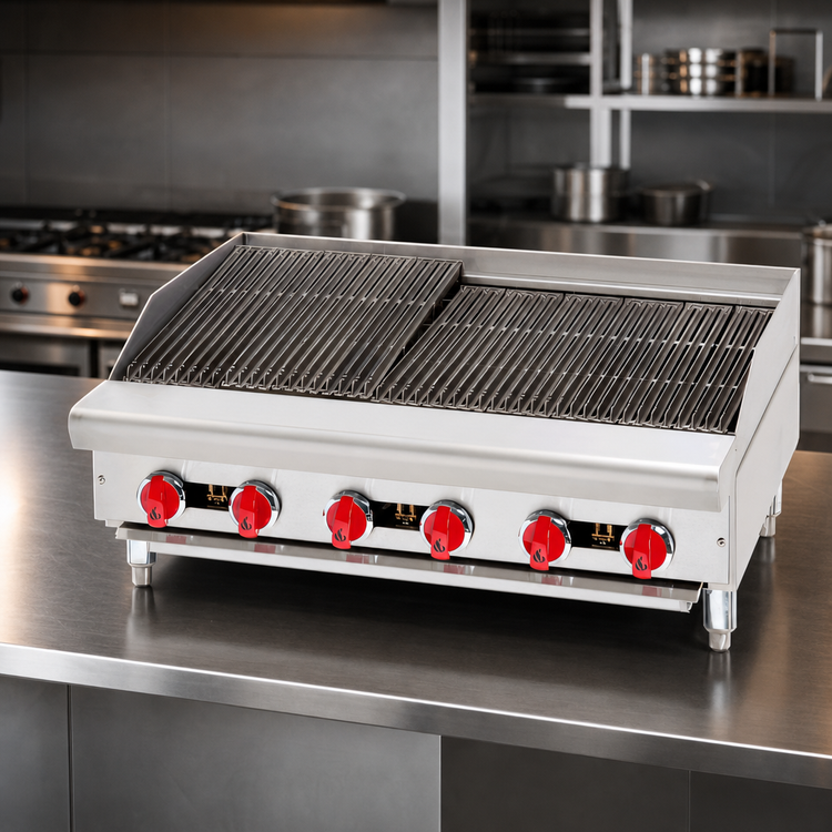 Product image #4 for American Range 72-Inch Gas Countertop Charbroiler with 12 Burners and Reversible Cast Iron Grates