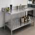 Thumbnail image #4 for John Boos Stallion 108-inch W x 24-inch D 16-Gauge 300 Series Stainless Steel Underbar Work Table with 5-inch Backsplash, Safety Edge and Galvanized Undershelf