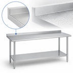 Thumbnail image #4 for Duke Manufacturing 316-24144-2R 144 x 24-Inch 16-Gauge 300-Series Stainless Steel Work Table with 1-1/8-Inch Riser and Galvanized Undershelf